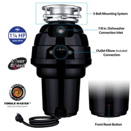 Eco Logic EL-10-DS-BN 10 Designer Series Food Waste Disposer with Brushed Nickel Sink Flange, 1-1/4 HP