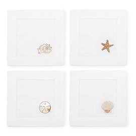 Sferra Beachcomber Embroidered Cocktail Napkins (6" x 6") - Set of 4