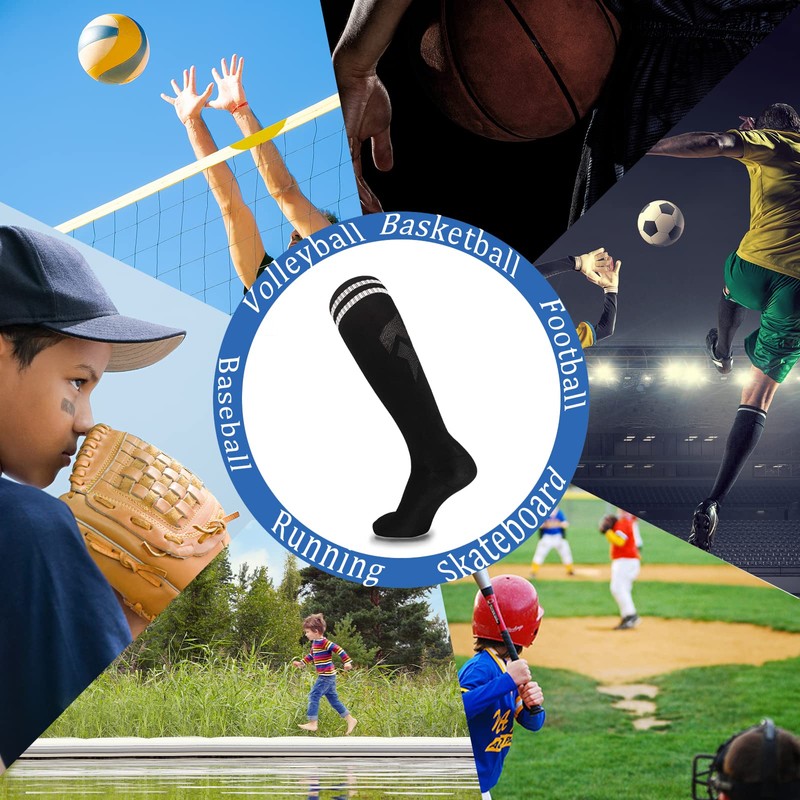 sevening Kids Knee High Soccer Socks - 3 Pairs Long