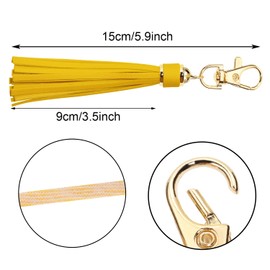 Penta Angel 2Pcs 5.9'' Large PU Leather Tassel with Lobster Swivel Keychain Pendant for Handbag Backpack Jewelry Making (Yellow)