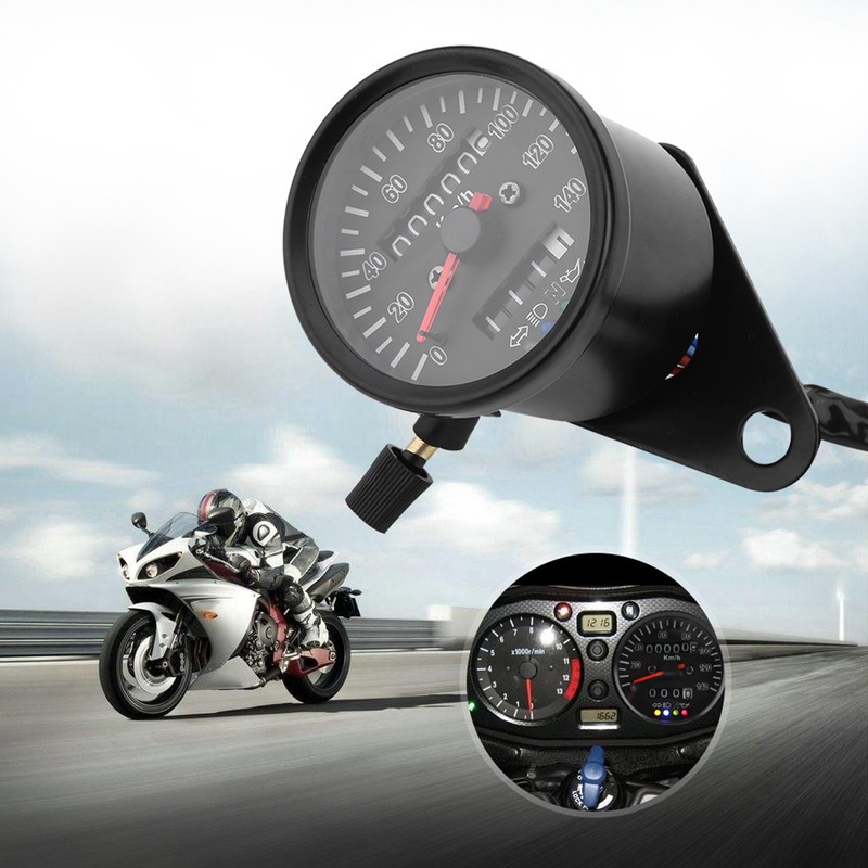 60mm Black Motorcycle Odometer Speedometer Gauge with indicator