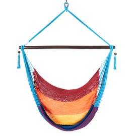 Large Caribbean Hammock Chair - 48 Inch - Polyester - Hanging Chair - Rainbow
