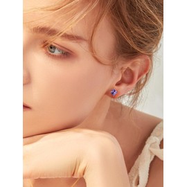 Silvora 925 Sterling Silver Birthstone Stud Earrings for Women - Tiny Birthstone Gemstone Stud Earrings