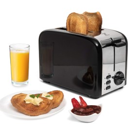 Moss & Stone 2 Slice Toaster, 1.5in Extra-Wide Slot Toaster For Bagel & Defrost with 5 Shade Settings, Bread Toaster 2 Slice With Removable Crumb Tray (black toaster)