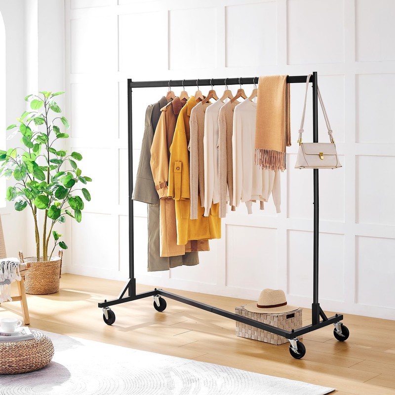 Hoctieon Z Rack, Rolling Clothes Racks with Z-Base, Heavy Duty