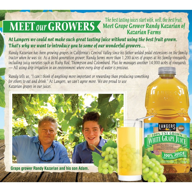Langers Juice, White Grape with Vitamin C, 64 Ounce (Pack