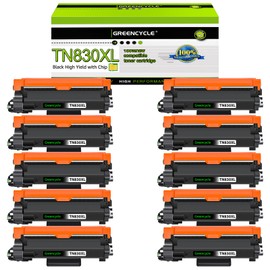 greencycle TN830XL Toner Cartridge Replacement Compatible for Brother TN-830XL TN-830 TN830 Toner use with HL-L2460DW HL-L2400D HL-L2480DW HL-L2405W MFC-L2820DW DCP-L2640DW Printer (10 Black)