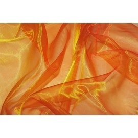 VDS Brunt Orange Organza Fabric, 10 Yards Continuous, 45” Wide, Wedding Party Decoration Iridescent Crystal Sheer Shiny Organza Tulle Bridal Dress DIY Crafts Costume Sewing Backdrop Arch Cloth