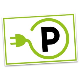 Sign 20 x 30 cm Aluminium Composite Panel for Fence Gate Door Posts Weatherproof Robust Aluminium Sign Parking Sign Durable (07 E-Charging Station Landscape)