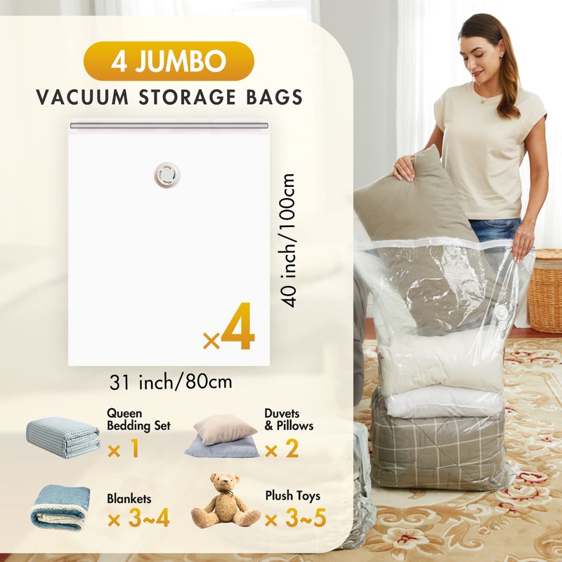 TAILI Large Vacuum Storage Seal Bags for Comforter and Blankets,