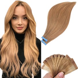 Ash Blonde Tape in Hair Extensions Human Hair Invisible Remy Human Hair Tape in Extensions for Girls