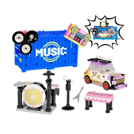 SUNHABI Outdoor Band Performance with Camping Car Toy Building Sets City Sets for 5-Year-Old Boy 7-9year Boy 4-7 Creator Icons Friends Set Ideas Birthday Gift