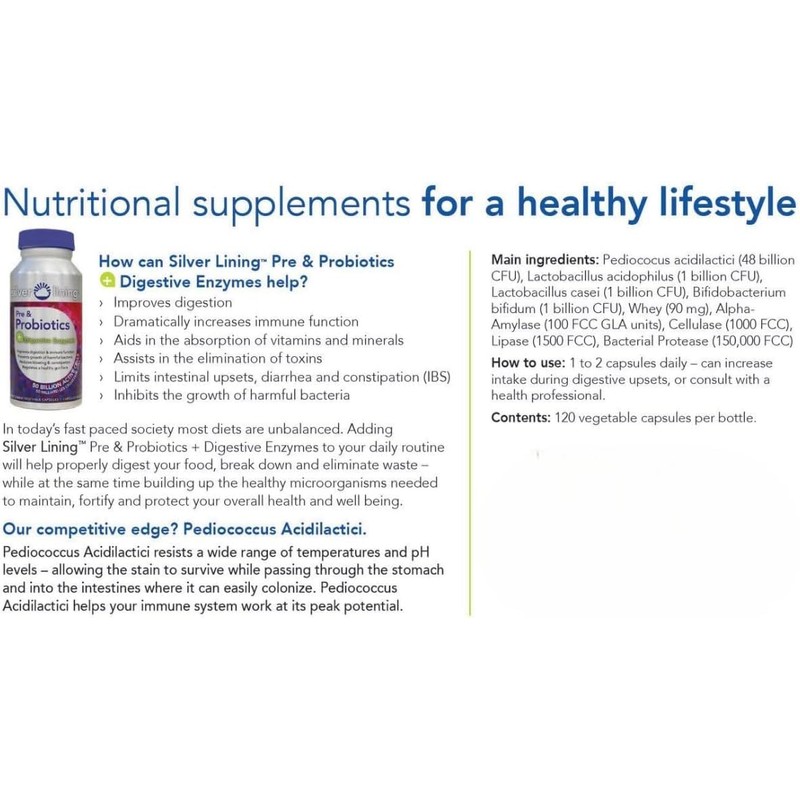 Silver Lining Pre & Probiotics + Digestive Enzymes | 50