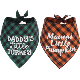 Thanksgiving Dog Plaid Bandana Pack of 2
