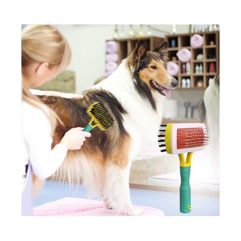 Double-Sided Slicker Hair Grooming Brush for Cats & Dogs, All