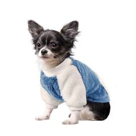 NAMSAN Dog Jumper for Small Dogs, Winter Dog Jumper with Pocket Design, Warm Fleece Dog Jumper for Small Dogs/Puppies, Blue, M
