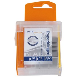Lutz Trapezoidal Blade TGL65-SZ (Pack of 50, Length 61 mm, Thickness 0.65 mm, Quality Standard, with Safety Dispenser) 480619