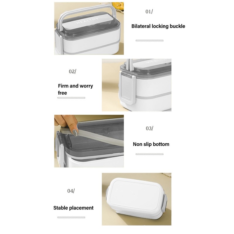 Double Layer Bento Box 316 Stainless Steel Compartment Portable Lunch