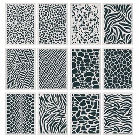 Drawing Painting Stencils 12 Pieces Leopard Painting Stencils Leopard Print Stencils Set Reusable Plastic Stencils for Furniture Wall Design Scrapbooking Craft Decoration