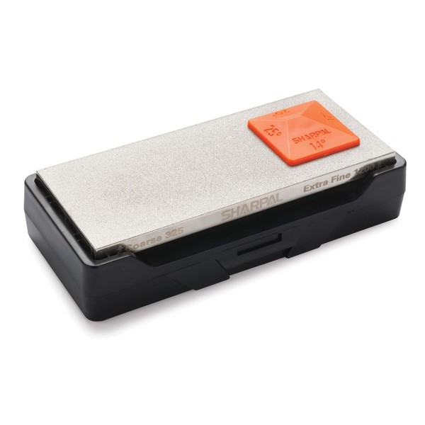 SHARPAL 156N Diamond Whetstone Knife Sharpener with Storage Base, 2 Side Grit Coarse 325 / Extra Fine 1200, Diamond Sharpening Stone with Non-Slip Base and Angle Guide (152 x 63mm / 6 x 2.5 Inch)