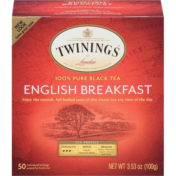 Twinings of London English Breakfast Tea, 50 Count