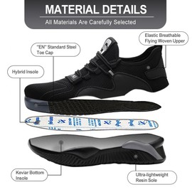 Safety Shoes Work Shoes S3 for Men Women with Steel Toe Cap Lightweight Work Shoes Women Safety Trainers Sporty Protective Shoes Safety Shoes Breathable Summer EU 36 - 46 EU, 797 black