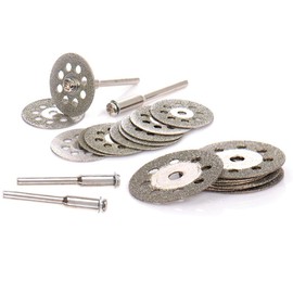 Yakamoz 20Pcs Mini Diamond Cutting Wheel Set with Mandrel, 22mm & 25mm Cutting Dia., 3mm Shank, Compatible with Dremel, Wen, Die Grinder, Power Drill
