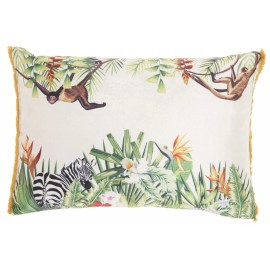 Homeroots Multicolor Jungle Art Lumbar Pillow