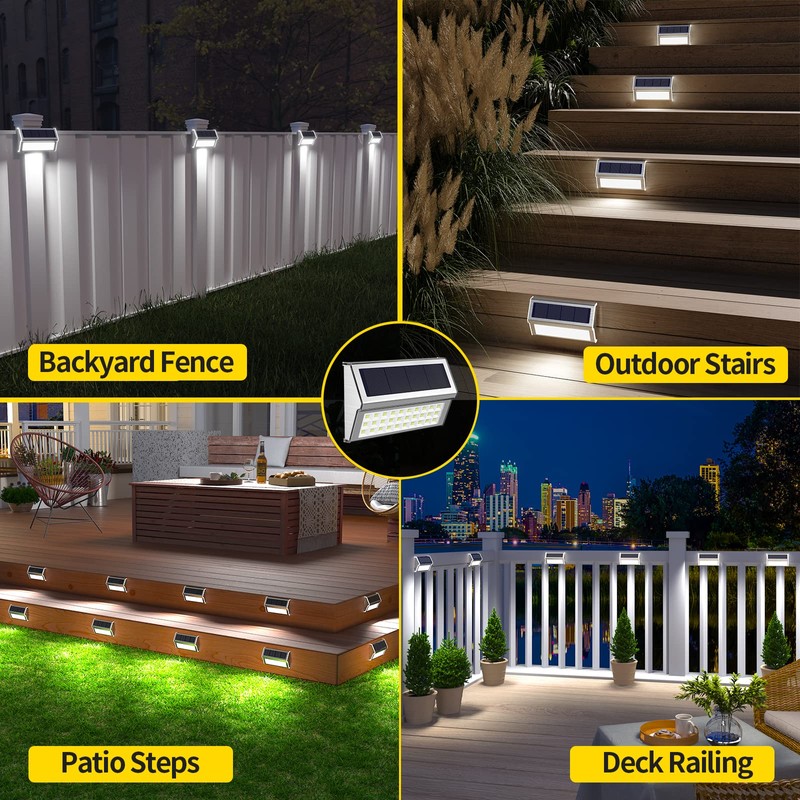 ROSHWEY Solar Lights Outdoor, 10 Pack 30 LED Fence Lights
