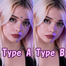 Lunali Face Seal, Heart, Moon, Drops, Stars, Crystal, Glitter, Nail Sticker, Deco Makeup, Face Decoration, Decorative Parts (TypeA)
