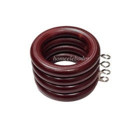Homeelabador 45mm Wooden Curtain Hanging Ring hooks with Eyes (Mahogany Red, 24)