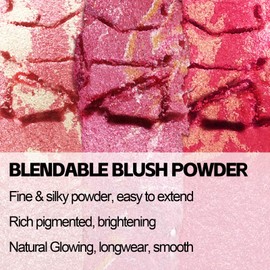 Boobeen Baked Powder Blush, Highlighting Pressed Blush Face Blushes Highlighter Finishing Powder Makeup, Natural Flush Tint for Cheeks, Long-wear Glow, Easily Blends