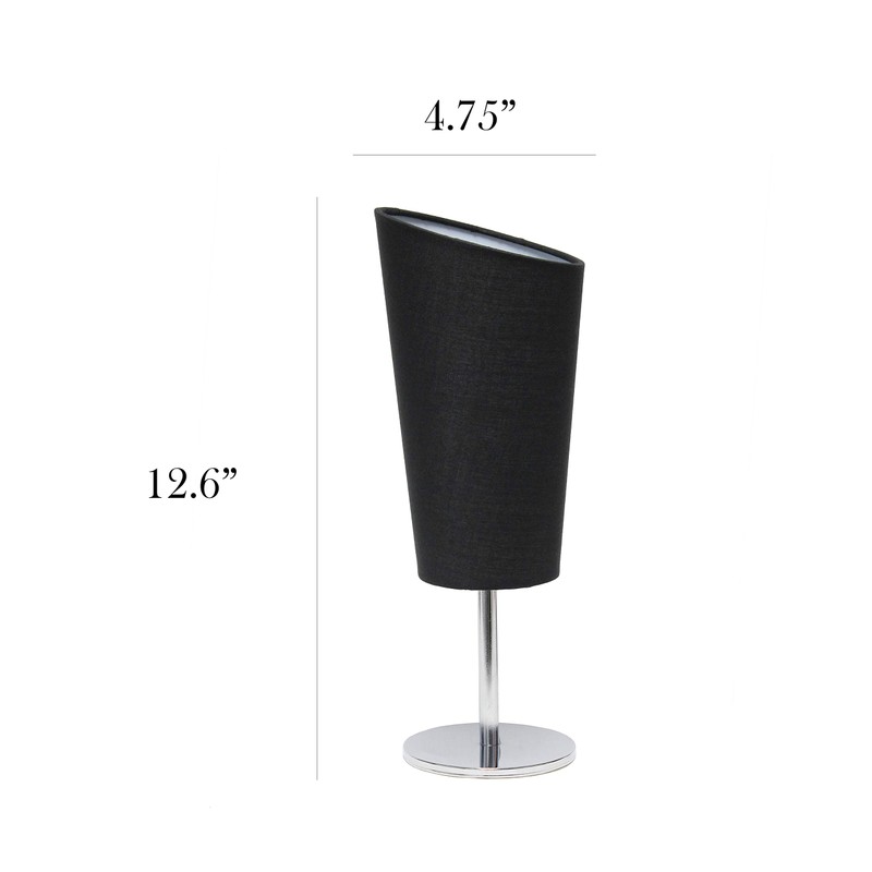 Simple Designs LT2061-BLK Mini Chrome Table Lamp with Angled Fabric