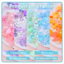 MaehSab 270-300pcs Cute Mixed Beads for Jewelry Making Acrylic Kawaii Beads for Bracelet Making Flower Bow Beads Bulk DIY Phone Lanyard Chains