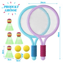 Children's Tennis Racket, Anyingkai Children's Shuttlecock Set, Beach Tennis Racket, Badminton Racket for Children, Badminton Set Children, Tennis Racket Gift Set for Children, Outdoor, Indoor Sports