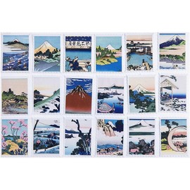 Pegatinas Decorativas Multiusos Estilo Ukiyoe Caja de 3 Papel Azul, 138 Piezas para Cuadernos y Agendas para Decorar Libros y Planificadores