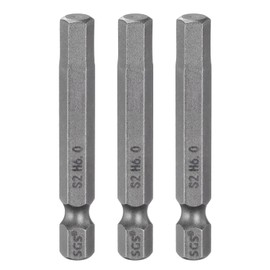 sourcing map 3pcs H6.0 Hex Head Drill Bit Wrench 6mm Metric Flat Tip 1/4" Hex Shank 50mm (2") Long Magnetic Hexagonal Screw Driver Socket Industrial Screwdriver Power Bits