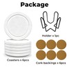 Absorbent Diatomaceous Earth Coasters Set of 6, with Holder &