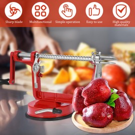 Eummy Apple Peeler Potato Spiral Cutter Hand Crank Fruit and Vegetable Peelers for Kitchen 3 in 1 Fruit Slicer Spiral Peel Tool Quickly Fruit Peeling Machinefor Peel Apples Pears, Kiwi, Tomatoes