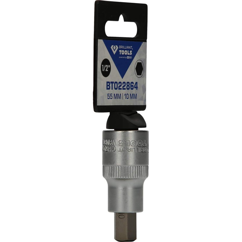 BRILLIANT TOOLS BT022864 1/2 Inch Hex Bit Socket, 55 mm