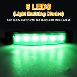 Biqing 10pcs 24V Side Marker Lights,6SMD Trailer Truck Lorry Caravan Indicator Lights Front Rear Side Light Position Lamps Green Marker Lights IP65 3.8" Warning Light