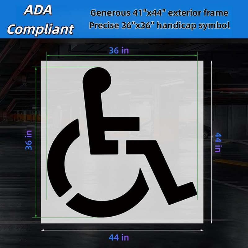 36’’x36’’ Handicap Parking Stencil for Painting, ADA Compliant, Reusable Silicone