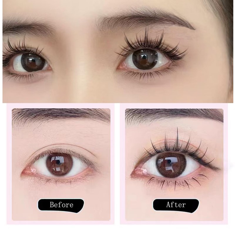 GRTUFOBA 5 Pairs 3D Natural Top Eyelashes Transparent Shaft Soft