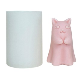Xidmold 3D Cat Ghost Candle Mold, Cute Ghost Silicone Mold for Fondant, Soap, Epoxy Resin, Polymer Clay, Plaster Ornament, DIY Crafts