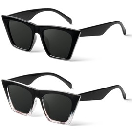 NSSIW Square Cat Eye Sunglasses for Women, Vintage Polarized Sun Glasses for Women with Big Frame and UV400 Protection