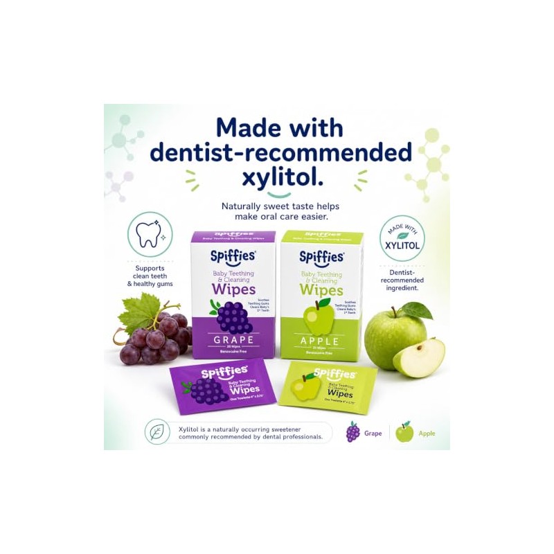 ToothWipes, TP50 tripack, 40 Apple, 20 Grape, 60-Wipes