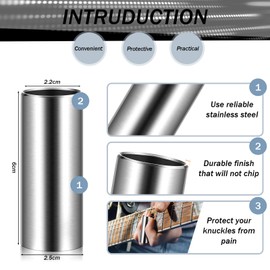 EBOOT Stainless Steel Guitar Slide Finger and Knuckle Slide Metal Guitar Slides for Electric Guitar Bass Acoustic Guitar and Other Stringed Instruments (6cm)