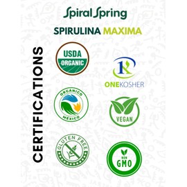 Spiral Spring Bolitas de Espirulina Orgánico 100% Natural con Ácido Cítrico, Bolsa con 250 Gramos, Alga Espirulina Máxima Certificada, Kosher, Libre de Gluten, sin Conservadores ni Colorantes.