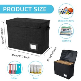 Comic Book Storage Box 15.74x7.87x11.8 inch Foldable Comic Book Bin Washable Integrated Comic Book Organizer Box with Lid Comic Book Display with Handle for Wardrobe, Closet, Shelf, Office (Black)