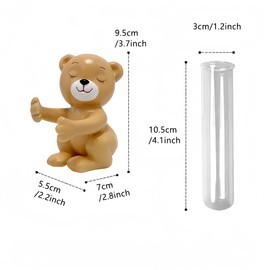 Plant Propagation Tubes, Single Flower Bouquet Mini Hydroponic Glass Tube, Gifts for Plant Lovers, Desktop Glass Vase Holder, Gifts for Her Mom Women Hydroponic Vase Gift (Bear Test Tube Vase)